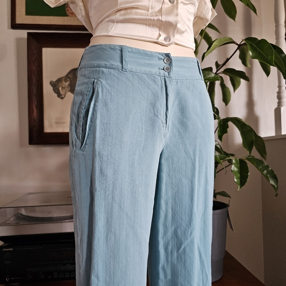 Tommy Bahama vintage silk blue chic soft tropical straight leg pants Size 4 - Picture 4 of 8
